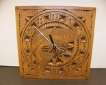HAND CARVED WOODEN CLOCK w/ FISH 9&quot; SQUARE - $44.98