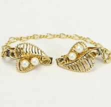 Sweater Keeper Jewelry Gold Tone Faux Pearls - $9.79