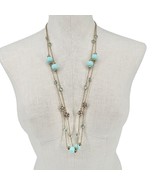 Pair of J. Crew Necklaces Identical Goldtone Chain Light Blue Beads and ... - £18.13 GBP