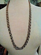 VINTAGE GOLDEN CHAIN MULTI LINKS NECKLACE THICK BUT LIGHTWEIGHT 24&quot; LONG - £15.84 GBP