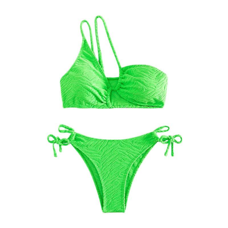 Generic Sexy One Shoulder Bikini, Light Green, Spaghetti Strap, Low Wais... - $29.35