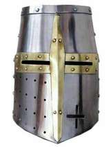 Medieval Knight Armor Crusader Viking Templar Helmet Helm w/ Mason&#39;s Bra... - £64.28 GBP