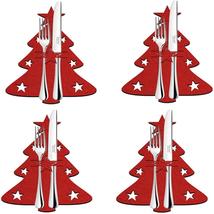 12pcs Christmas Cutlery Holder Xmas Tree Tableware Bags For Dinner Table Setting - £23.93 GBP