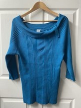 Just My Size Sweater Womens Plus 2x Ribbed Teal Blue Cowl Neck 3/4 Sleev... - £15.71 GBP