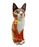 Balinese Wood Handicrafts Adorable Orange Tabby Feline Cat Purr Pet Figu... - $39.73 CAD