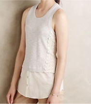 NWT Anthropologie Laced Montage Tank LARGE Blue Cream Sweater Top Moth Women - £22.37 GBP