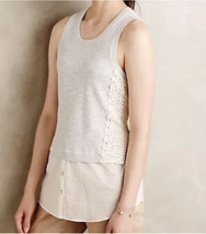 NWT Anthropologie Laced Montage Tank LARGE Blue Cream Sweater Top Moth W... - $27.99