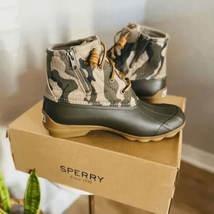 SPERRY TOP-SIDER Syren Gulf Camo Duck Toe Boot, Rain Boot, Green Camo, 8... - £48.85 GBP