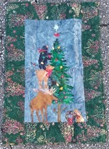 Handmade Appliqued Machine Quilted Christmas Wallhanging Centerpiece Tree Bear - £47.63 GBP