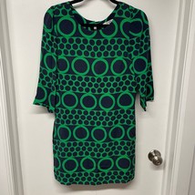 Boden Womens Green Blue Circle Print Half Sleeve Shift Boulevard Dress Size 6R - $33.66