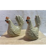 Pair of Brazil Ceramic Beige White Birds Hens Chickens Figurines Fancy T... - £11.47 GBP