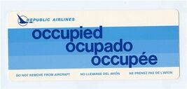 Republic Airlines Seat Occupied Occupado Occupee Card &amp; Beverage Menu 1984 - $28.68
