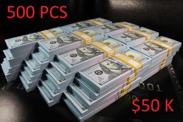 Full Print 50K Realistic Prop Money New Fake 100 Dollar Bills Real Cash Replica - £27.45 GBP