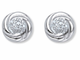 Round Diamond Love Knot Stud 9MM Gp Earrings Platinum Sterling Silver - £119.87 GBP