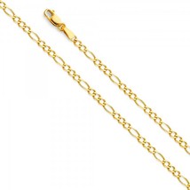  14K Yellow Gold 3+1 Figaro Link Bracelet or Chains - £153.44 GBP+