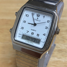 Vintage Jemis Mens Silver Analog Quartz Digital Alarm Chrono Watch~New Battery - £36.55 GBP