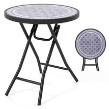 18 Inch Folding Side Table Patio Round Compact Coffee Table-Gray - Color... - $102.99