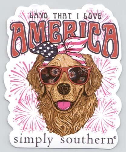 Primary image for Land that I Love America Sticker  Simply Southern Golden Retriever Dog