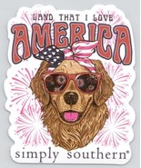 Land that I Love America Sticker  Simply Southern Golden Retriever Dog - £3.93 GBP