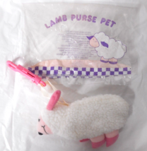 1990 Avon Lamb Purse Pet Childs Mini Plush Sheep Pink Clip On Zipper NOS 5 1/2&quot; - £11.83 GBP