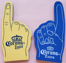 CORONA Light / CORONA Extra Promo 5&quot; Yellow &amp; Blue Foam Finger, New, set of 2 - £7.82 GBP