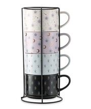 Five (5) Thyme &amp; Table ~ CELESTIAL DESIGN ~ Stacking Mugs w/Rack - $60.00