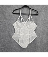 Eyelash Lace Bodysuit Teddy Lingerie for Women Extra Large 1X-2X White O... - $13.09