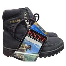 VTG NWT Rocky Black Leather Hiking Boots Mens Sz 8/Women 9.5 Cool Max  - $97.02