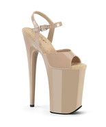 PLEASER INFINITY-909 Women&#39;s Nude 9&quot; Heel Platform Ankle Strap Sandal Shoes - $1,910.10 MXN