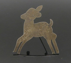 925 Sterling Silver - Vintage Antique Baby Deer Dark Tone Brooch Pin - BP8181 - £54.69 GBP