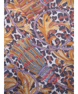 UZMA Featherweight Hand Rolled Silk Scarf Pakistan Tassel Acanthus Leopa... - £22.41 GBP