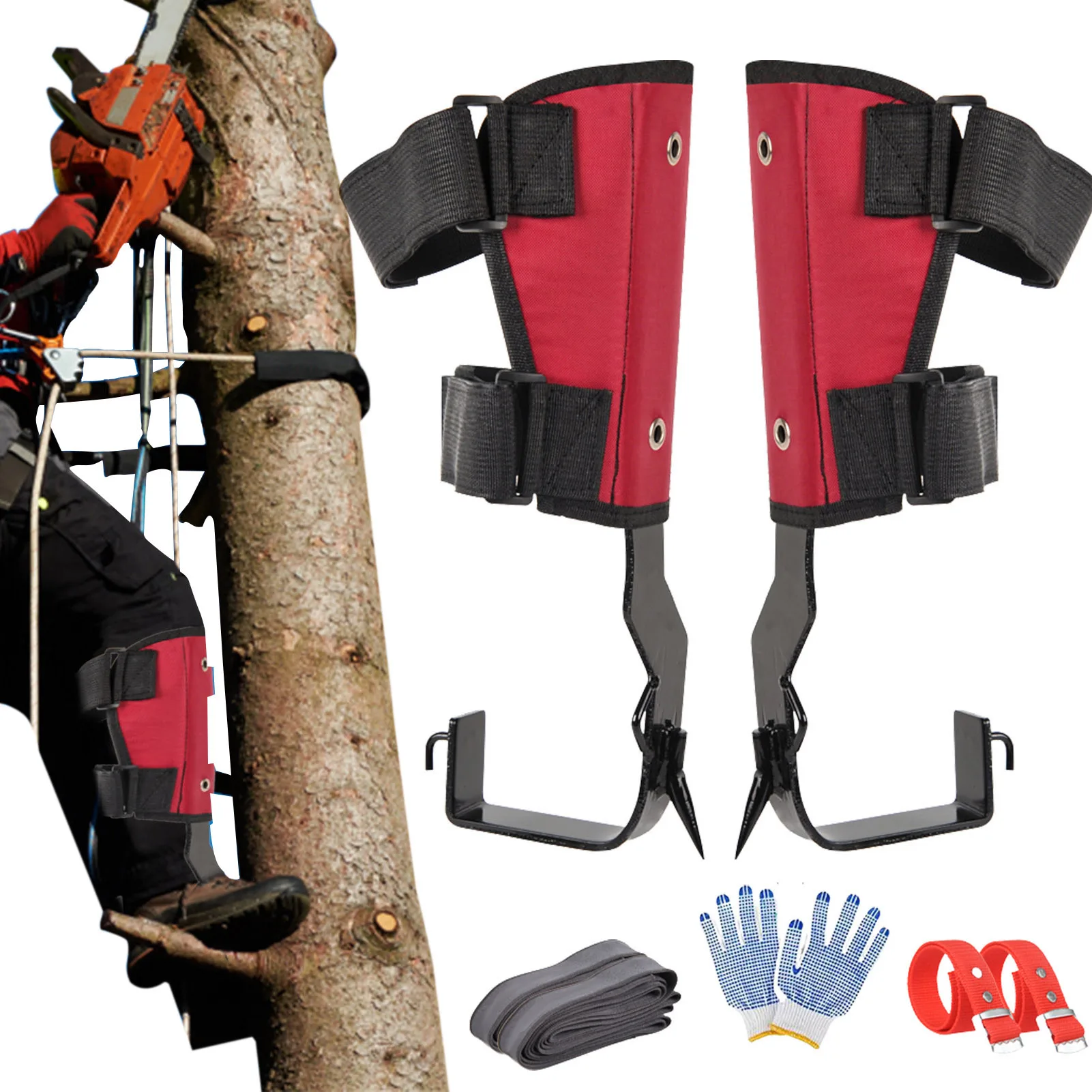 Spikes Set Climbing Nails Adjustable Lanyard Rope Rescue Camping Tree Climbing - £93.00 GBP+