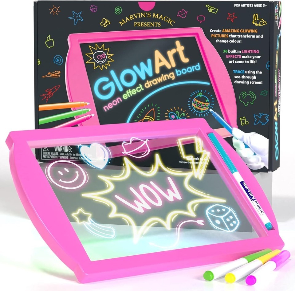 Portable Neon Effect Drawing Board with 4 Fluorescent Pens - Kid's Creative Fun Item image 3