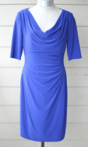 Lauren Ralph Lauren Dress Royal Blue Ruched Career Office Stretch Size 8P - $39.99
