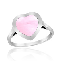 Heart of Compassion Pink Mother of Pearl Inlay Sterling Silver Ring-7 - $17.41