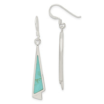 Silver Polished Fancy Triangle Turquoise Dangle Earrings QE2629 - $69.15