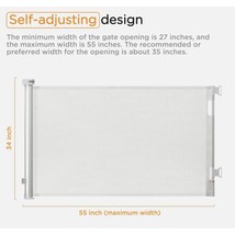 Kub Retractable Safety Gate – 34″ Tall, Extends to 55″ - Mesh Baby/Pet G... - $49.50
