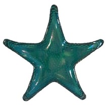 Aqua Teal Blue Iridescent Starfish Dish Trinket Nuts Candy  - £16.17 GBP