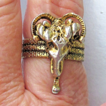 Signed UNCAS Large RAM Aries Adjustable Sz 9-11 Vintage Unisex Ring - $74.24