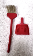 Vintage Miniature Irwin Dollhouse Accessories Red Plastic Broom and Dust... - $9.41