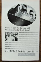 1929 Vintage Print Ad UNITED STATES LINES Ocean Liner Ship Leviathan - $8.42