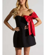 Sexy Strapless Bow Mini Skirt Black Backless High Waist Dress - $62.95