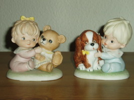 Homco Baby Boy and Girl Figurines 1424 Home Interiors & Gifts - $11.00