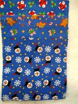 Fabric &quot;Blue Christmas&quot; Santa Candy Canes Ginger Men 8 Mix/Match Pieces $6.95 - £5.55 GBP