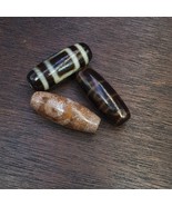 Lot 3 Tibetan Nepalese Dzi Beads Agate Bead Black Agate   TBL-3 - $78.20