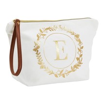 Gold Letter E Monogram Personalized Makeup Bag, Cosmetic Pouch, 10 X 3 X 6 In - £28.76 GBP