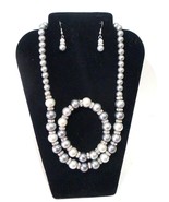 Women Pearl Necklace Earrings Bracelet Wedding Jewelry Set  Swarovski Cr... - £44.36 GBP