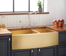 New 33&quot; Matte Gold TK 60/40 Offset Double-Bowl Stainless Steel Farmhouse... - $749.95