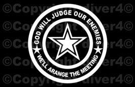 Round God Will Judge Our Enemies US Army USA Vinyl Decal Sticker - £5.45 GBP+