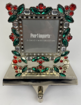 Pier 1 Imports Silver w Jewels Picture Frame Christmas Stocking Holder 5&quot; x 5&quot; - £18.98 GBP